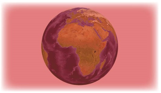 Earth shaded red