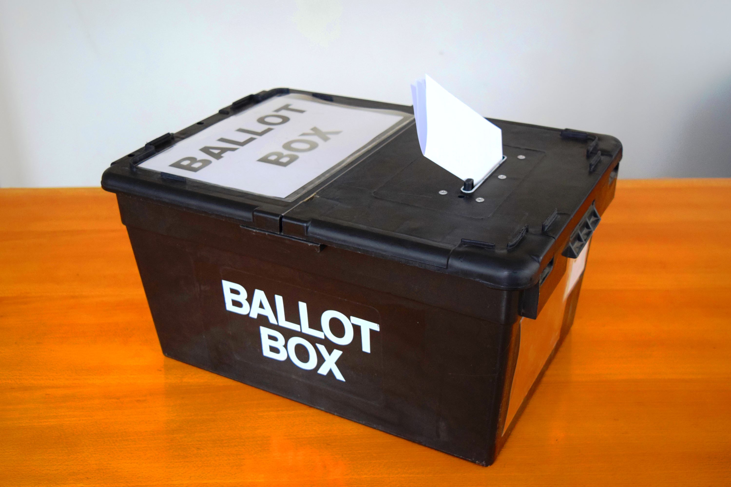 Ballot box with voting slip