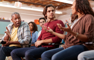 Group of residents in a focus group.