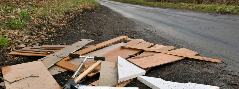 Flytipping on side of road