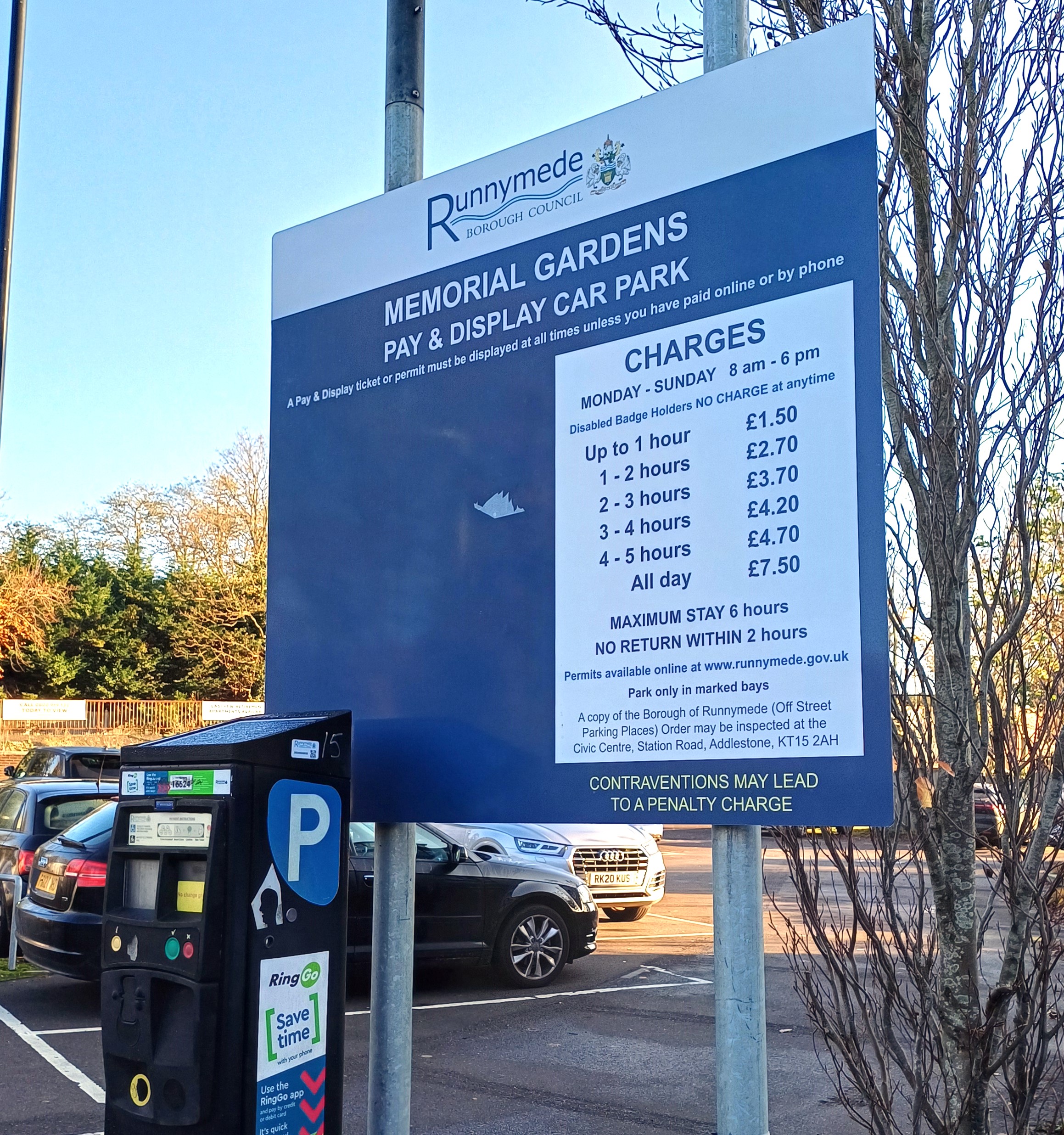 A car parking fees sign